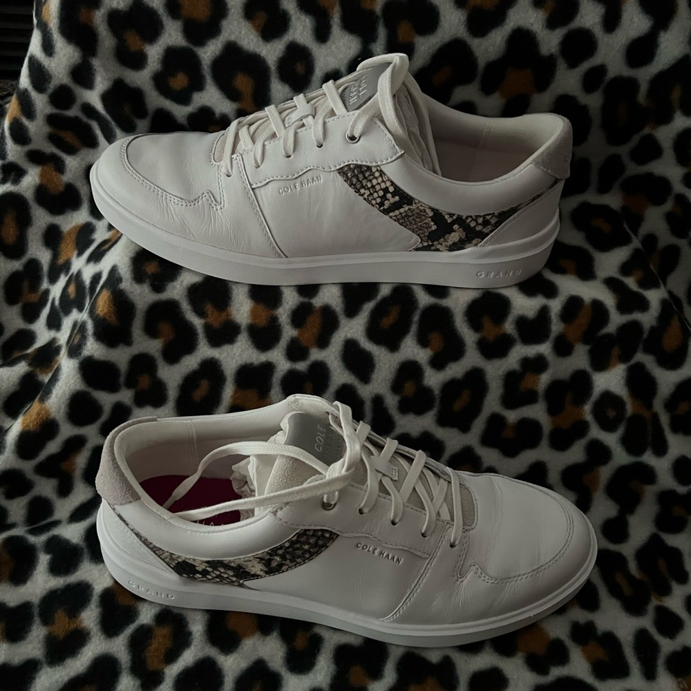 Cole Haan Women's White Sneakers with Snake Accent
